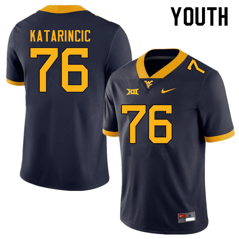 Youth #76 Charlie Katarincic West Virginia Mountaineers College Football Jerseys Sale-Navy